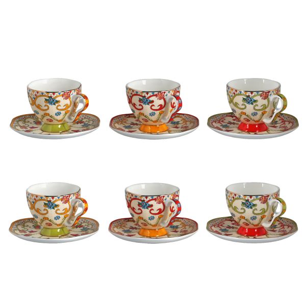 Lucky Art - Lucky Art Fiora Bone 6Li Kahve Fincani Seti