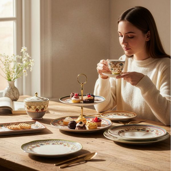 Lucky Art - Lucky Art Fiora Bone 6Li Kahve Fincani Seti (1)