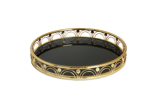 Lucky Art Gold Halka Detaylı Tepsı 38cm