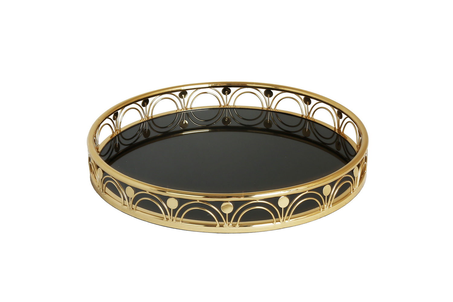 Lucky Art Gold Halka Detaylı Tepsı 38cm - 1