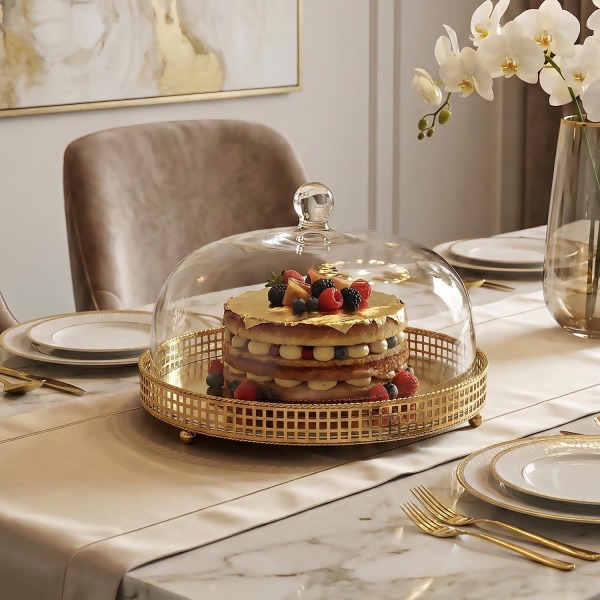 Lucky Art Gold Kapaklı Kek Standı 30 Cm (1)