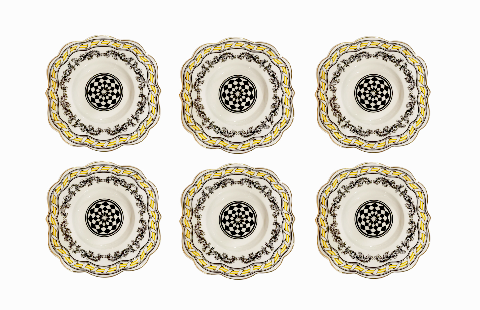 Margery Bone Porselen 6Li Çay Tabaği Seti - 1