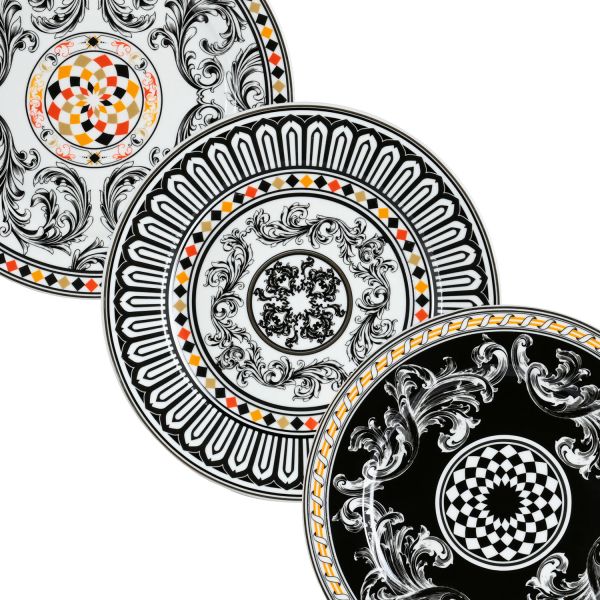 Lucky Art - Lucky Art Margery Bone Porselen Barok Desenli 6 lı Tabak Seti 20 cm (1)