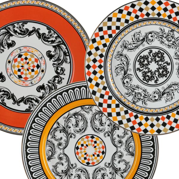 Lucky Art - Lucky Art Margery Bone Porselen Barok Desenli 6 lı Tabak Seti 27 cm (1)
