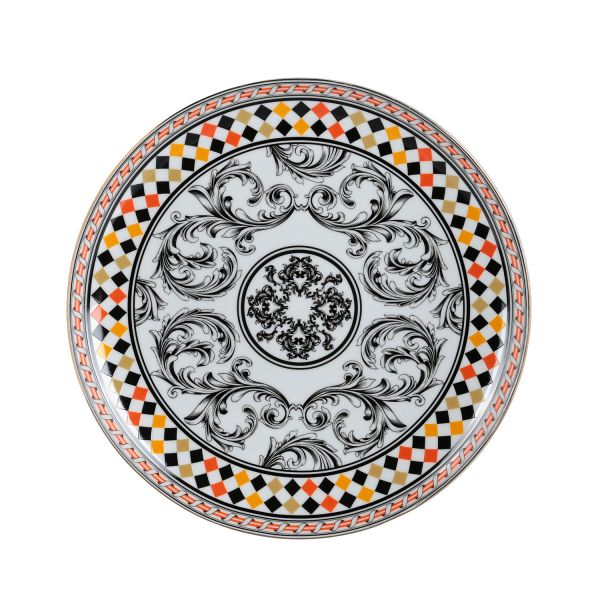 Lucky Art - Luckyart Margery Bone Porselen Barok Desenli Ayaklı Pasta & Kek Standı 26x11 Cm (1)
