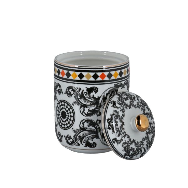 Lucky Art - Luckyart Margery Bone Porselen Barok Desenli Kavanoz 21 cm (1)