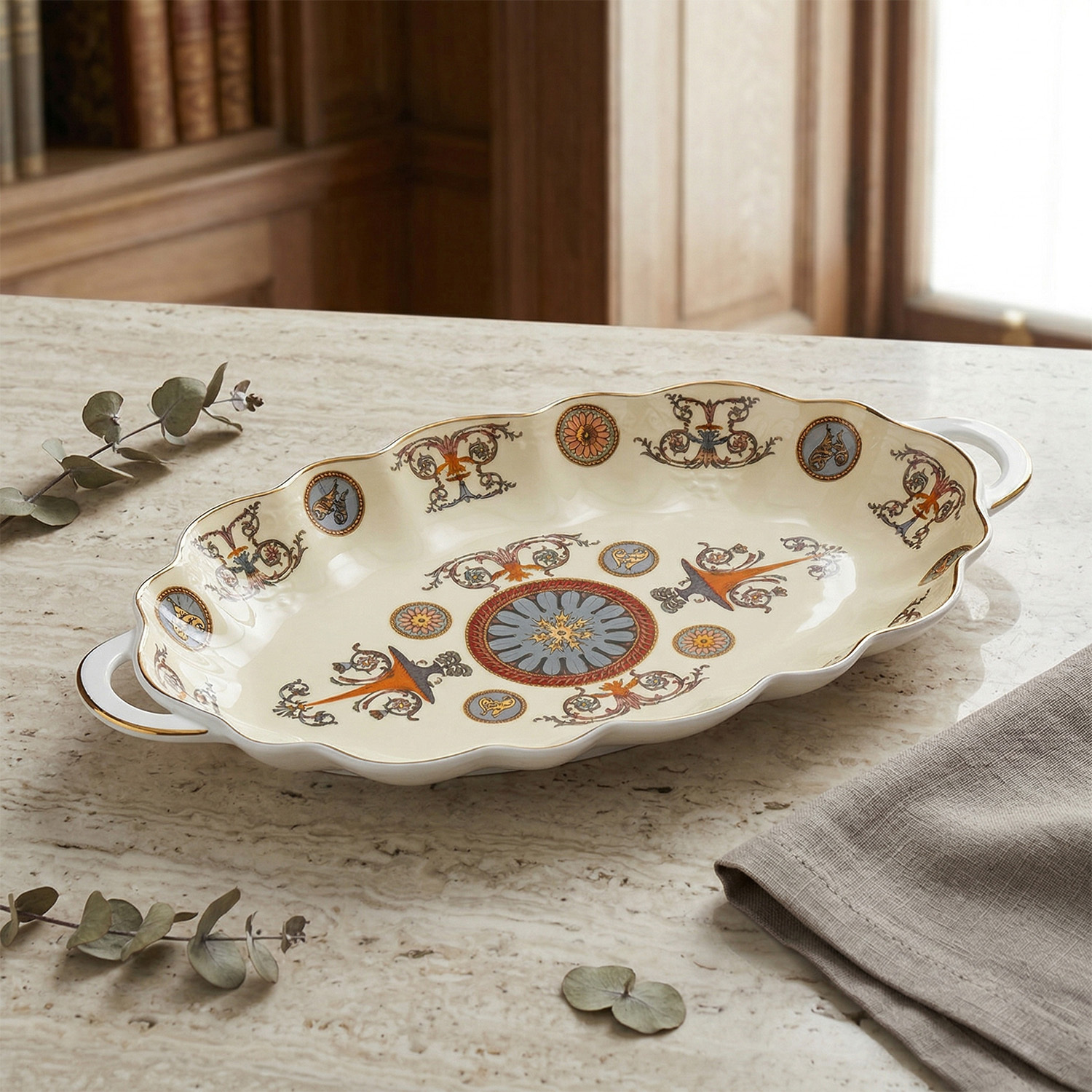 Rosea Bone 27 cm Kulplu Oval Servis Tabağı - 2