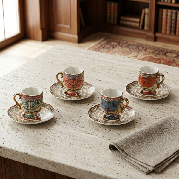 Rosea Bone 4’lü Ayaklı Kahve Fincanı Seti 80 ml (1)