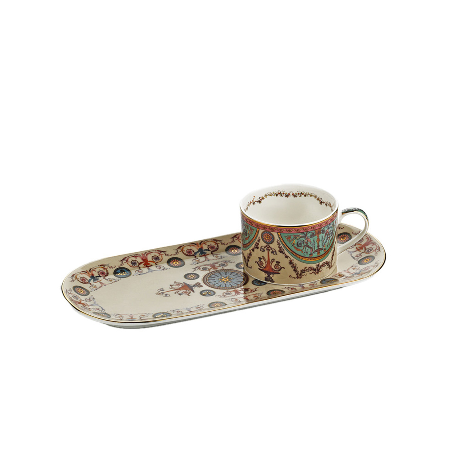 Rosea Bone Tek Kisilik Tepsili Cay Fincan Seti - 1