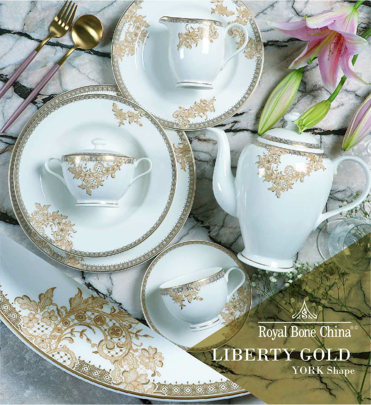Royal Canterbury Liberty Gold 72 Parça Yemek Takımı - 2