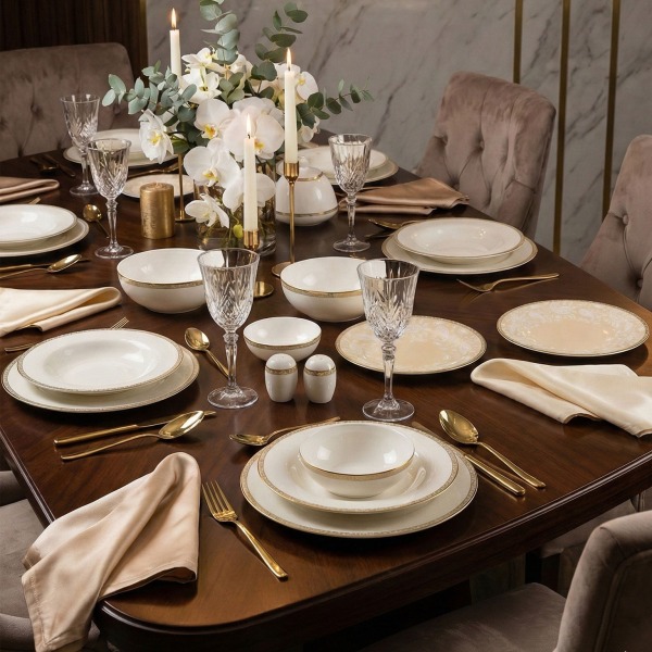 Royal Canterbury Milada Gold 55 Parça Yemek Takımı (1)