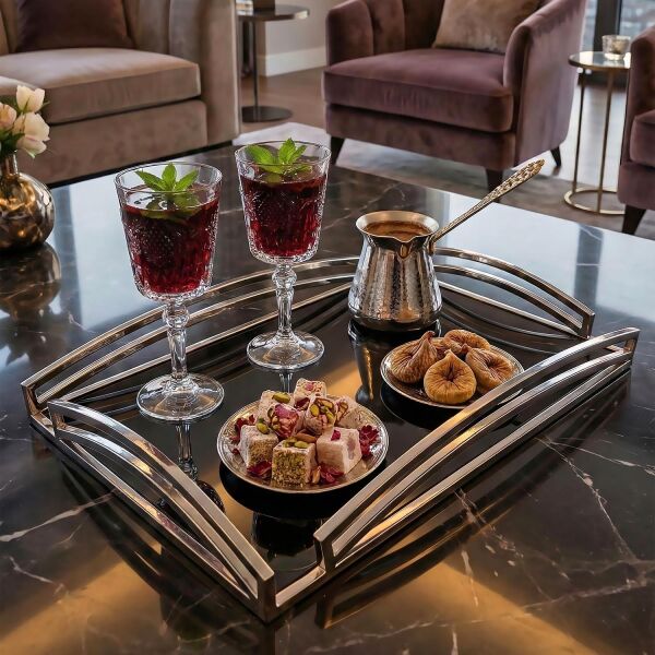 Lucky Art - Lucky Art Silver Dikdörtgen Tepsi 56x36cm (1)