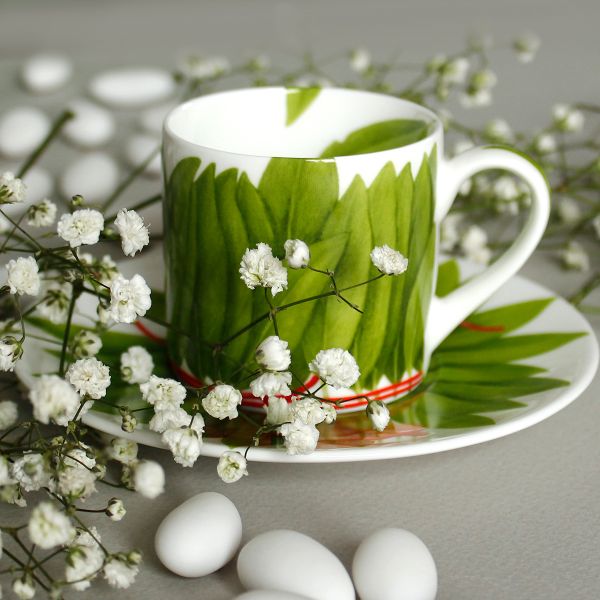 Taitu Fil Rouge Foglie Fine Bone 100Ml 4Lu Kahve Fincani Seti - 5