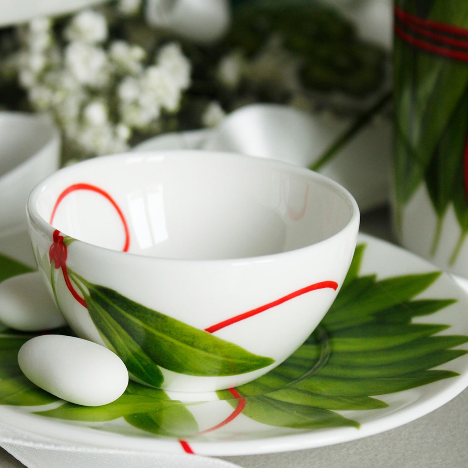 Taitu Fil Rouge Foglie Fine Bone 7Cm Kase Seti - 2