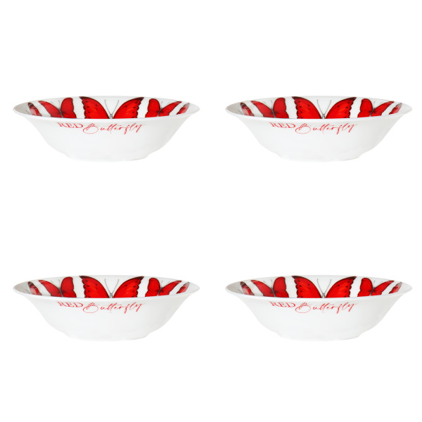 Taitu Red Fine Bone  16Cm 4Lü Kase Seti