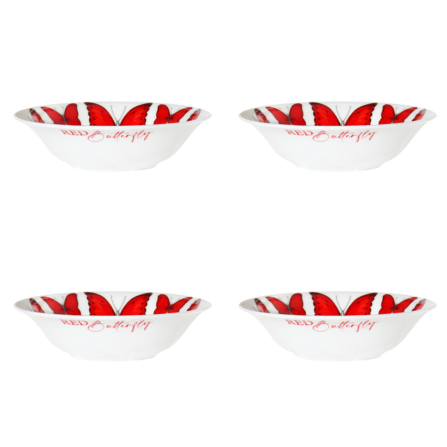 Taitu Red Fine Bone  16Cm 4Lü Kase Seti - 1