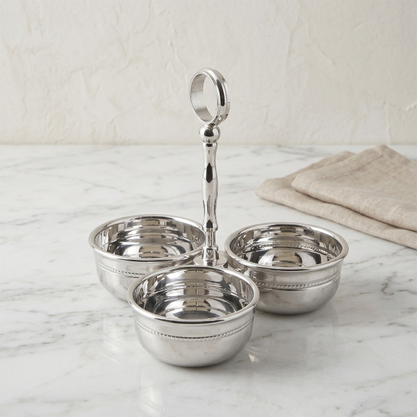 Üçlü Paslanmaz Çelik ve Pirinç Dekoratif Çerezlik 15 cm (1)