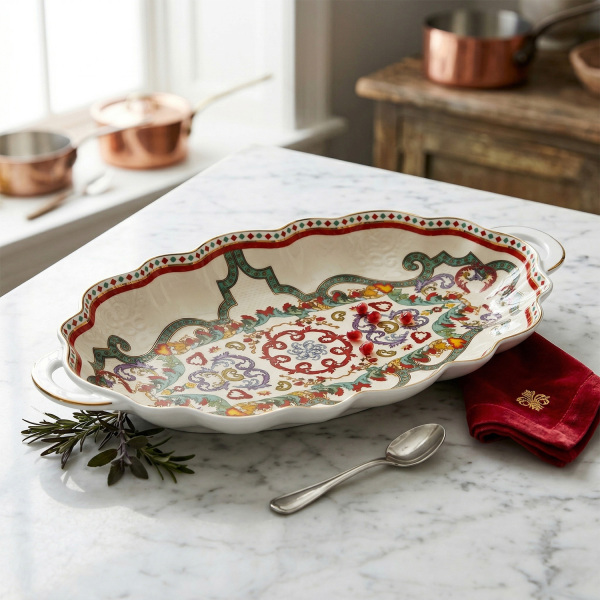 Velora Bone 27 cm Kulplu Oval Servis Tabağı - 2