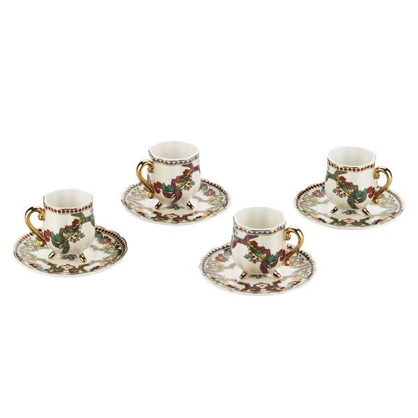 Velora Bone 4’lü Altın Ayaklı Kahve Fincanı Seti 80 ml