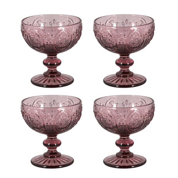 Velora Lucky Art 4Lu Cam Ayaklı Kase Seti Mor