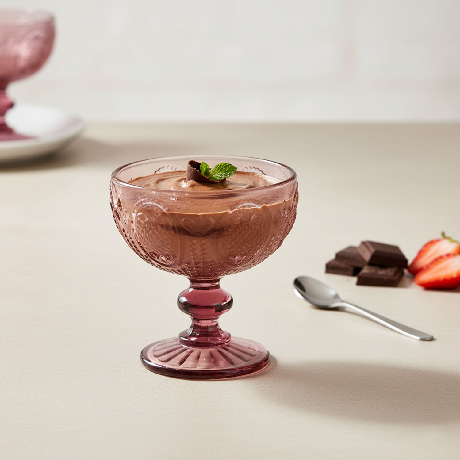 Velora Lucky Art 4Lu Cam Ayaklı Kase Seti Mor - 3