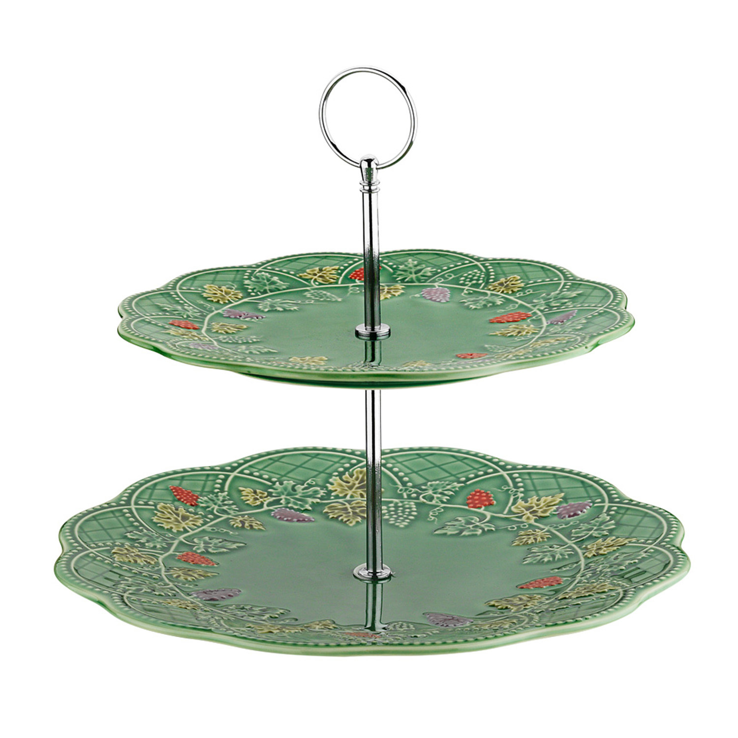 Vinea Seramik Yeşil İki Katlı Kek Standı 27 cm - 1
