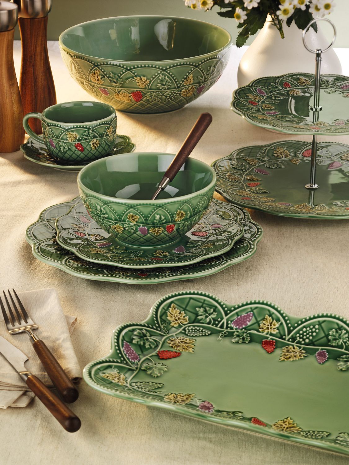 Vinea Seramik Yeşil Sunum Tabağ 36 cm - 2