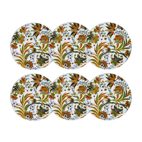 Lucky Art Yvette Paisley Desen 6 lı Porselen Servis Tabağı Seti 27 cm